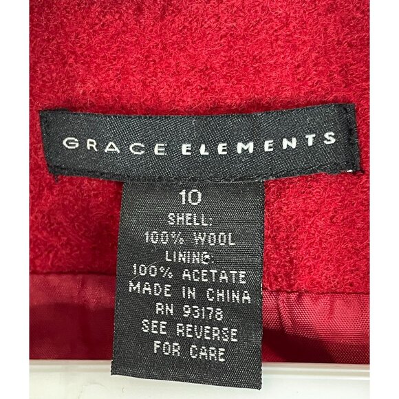 Grace Elements Womens Red Wool Blazer With Black Trim Size 10 - Picture 9 of 13